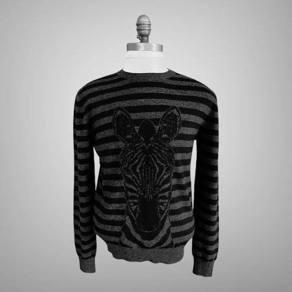 Hermes NWT Mens Crewneck Zebra Sweater EU Size S Wool Cashmere - Picture 2 of 11